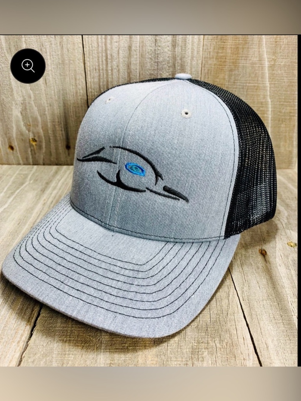 AFW Grey Black Mesh Back Logo With Blue 112XL Trucker Hat - Picture 2 of 2